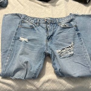 Forever 21 blue ripped mom jeans, size 27